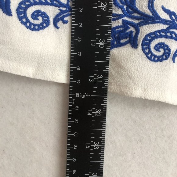 Lulus Women's Size X-Small Tale To Tell Blue Ivory White Short Sleeve Mini Dress - Picture 6 of 10